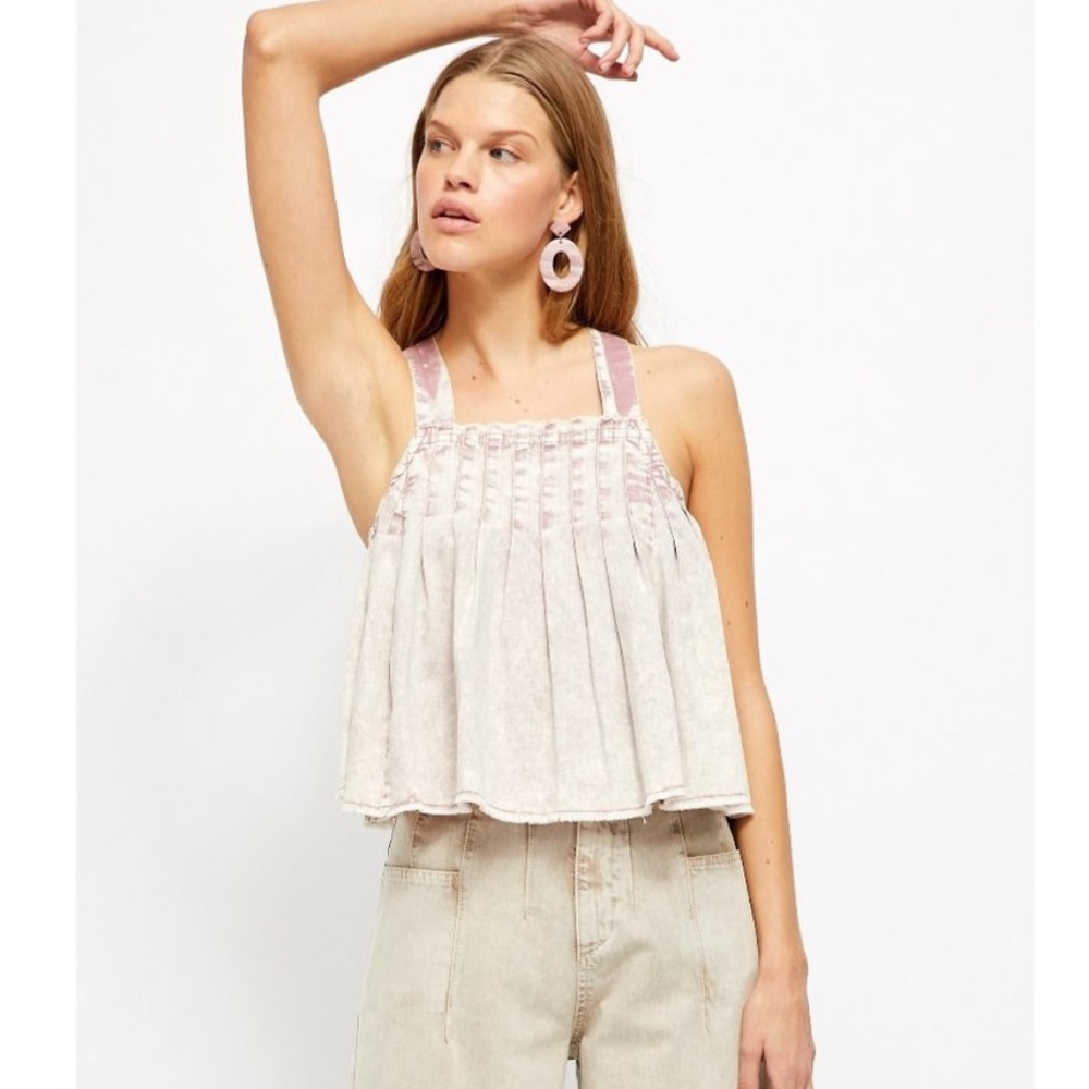 Free People Marina Denim Top / Washed Pink